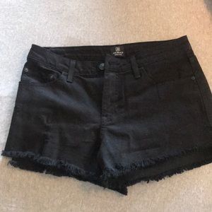 Black denim haighwasted shorts